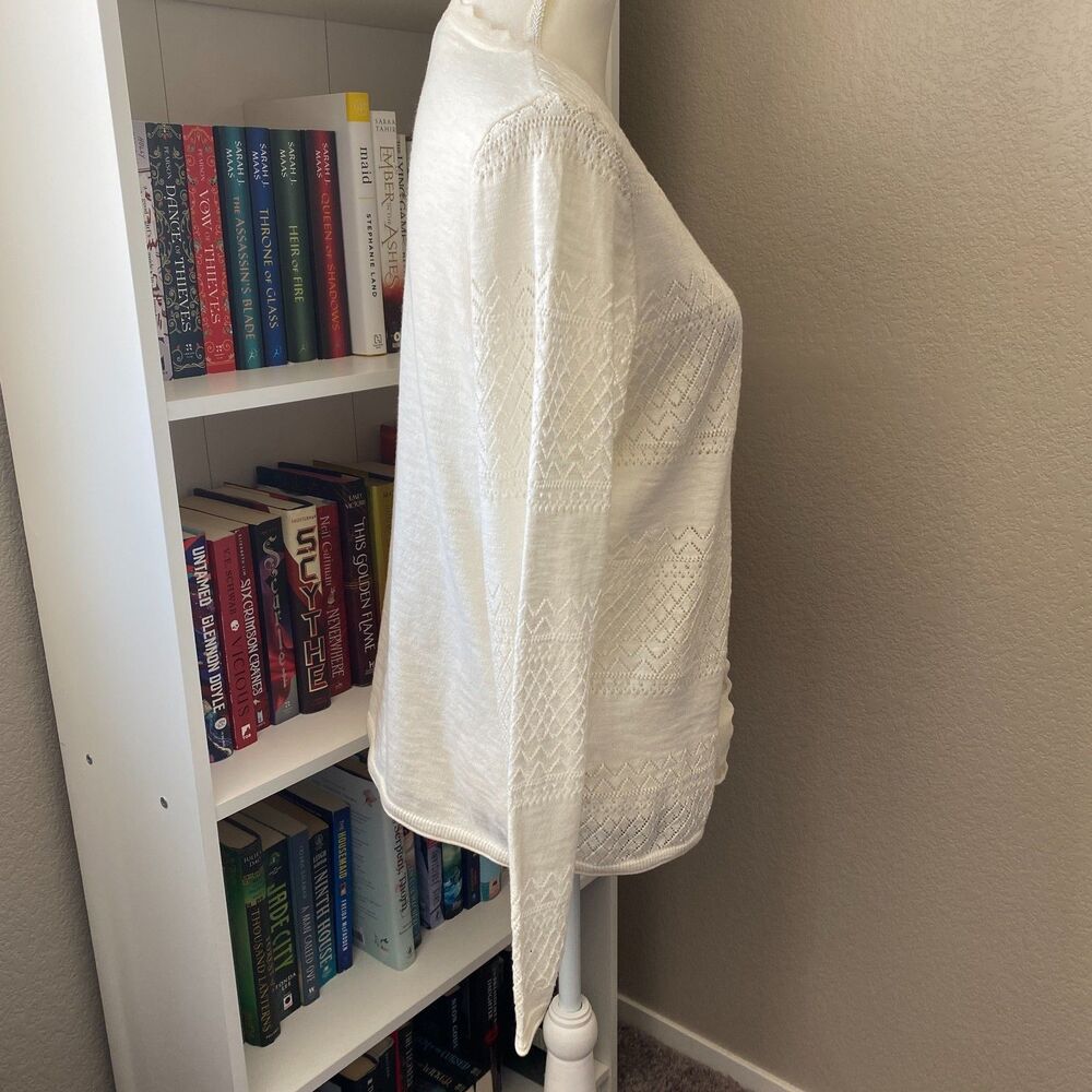 Frye Pointelle Cream Pattern Button Closures Long… - image 8